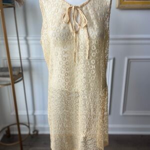 Cream Lace Sheer Mini Dress